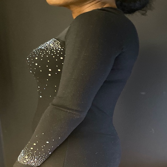 Club dress, black and sequin studded, form fitting - Picture 3 of 3